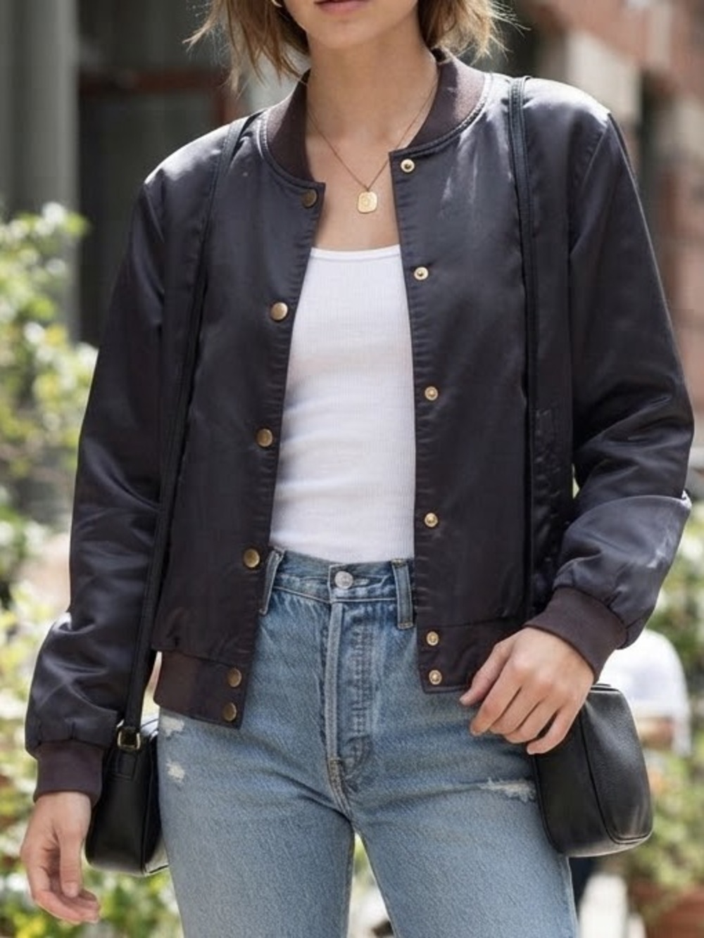 Brandy Melville Dark Navy Bomber Jacket